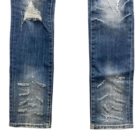NWT Remix by Rock Revival Straight Leg Jeans in Destroyed Indigo Wash Size 24 - Picture 5 of 16
